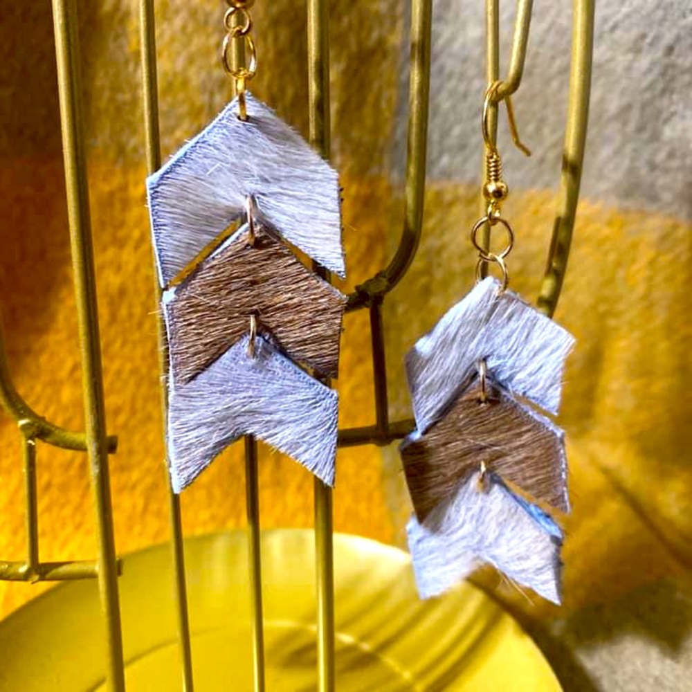 Chevron cowhide earrings